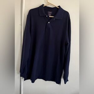 L.L. Bean Men's Navy Long-Sleeve Polo size L Tall